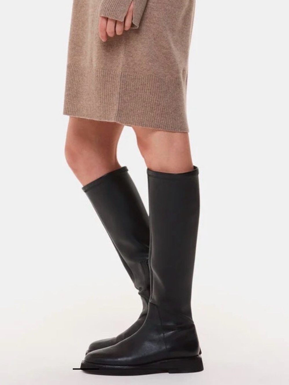 NEW Whistles Quin Stretch Knee High Black Leather Boot Women's Sz 7 RETAIL $399